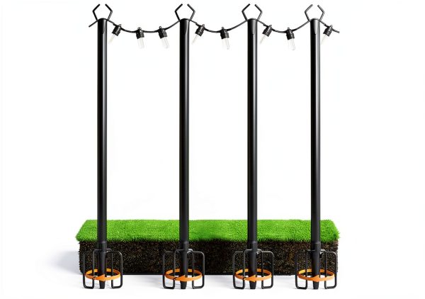 HUGSVIK 6 Pack 10-Ft Metal Light Poles Outdoor String Lights-2
