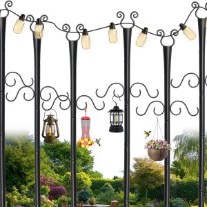 Shepherds Hooks String Light Poles BEMTTALY Metal Classic-0