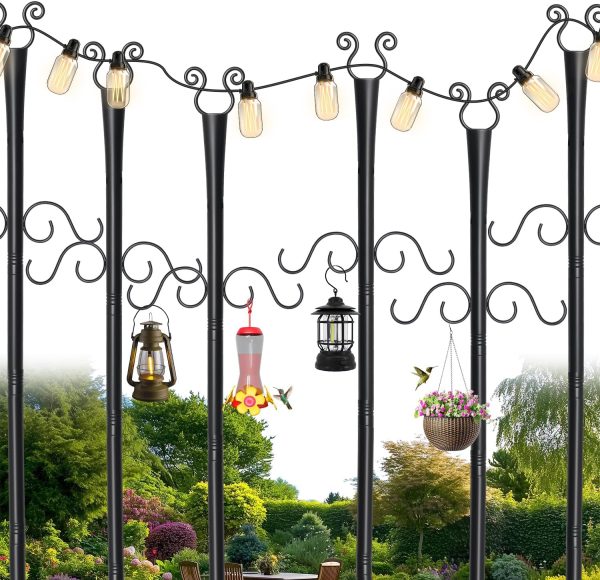 Shepherds Hooks String Light Poles BEMTTALY Metal Classic-0