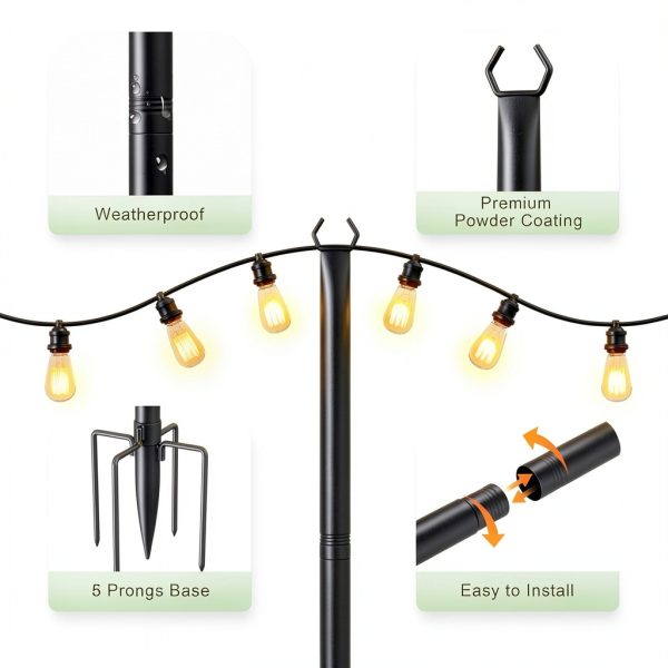 Adjustable Metal Light Pole Jusgym LP03 Heavy Duty-5