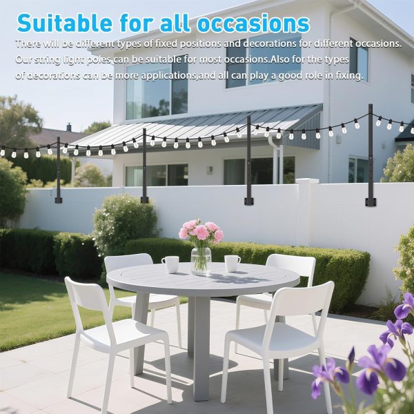 Outdoor String Light Poles by NUERPO Adjustable Metal-3
