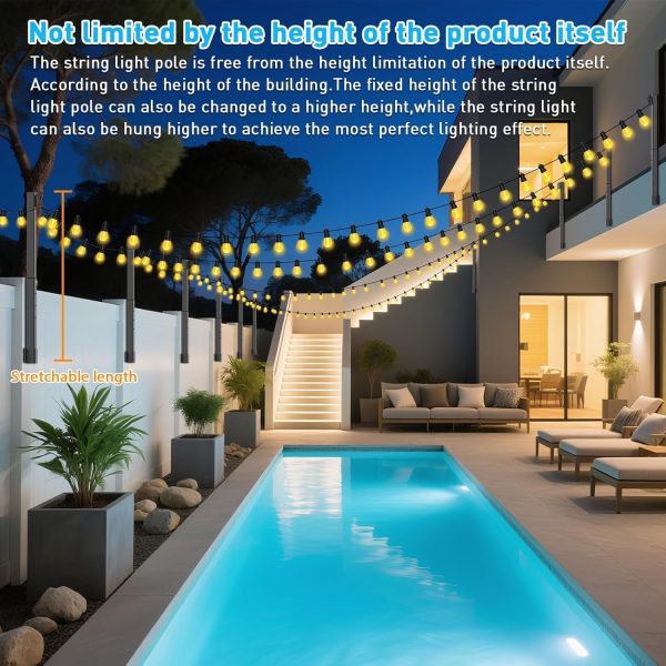 Outdoor String Light Poles by NUERPO Adjustable Metal-2