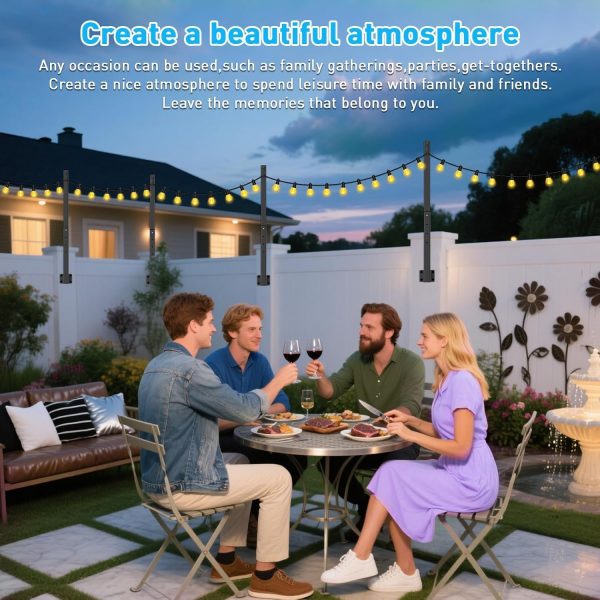 Outdoor String Light Poles by NUERPO Adjustable Metal-6