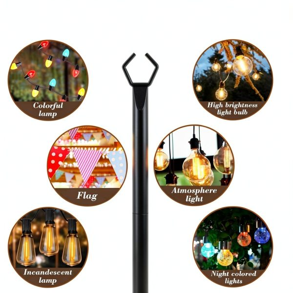BrightLine 10FT String Light Poles 2 Pack Aluminum-2