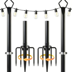 BrightLine 10FT String Light Poles 2 Pack Aluminum-0