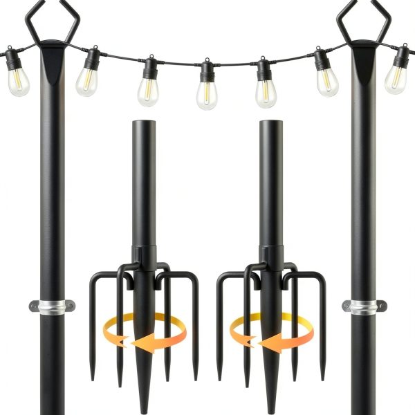 BrightLine 10FT String Light Poles 2 Pack Aluminum-0