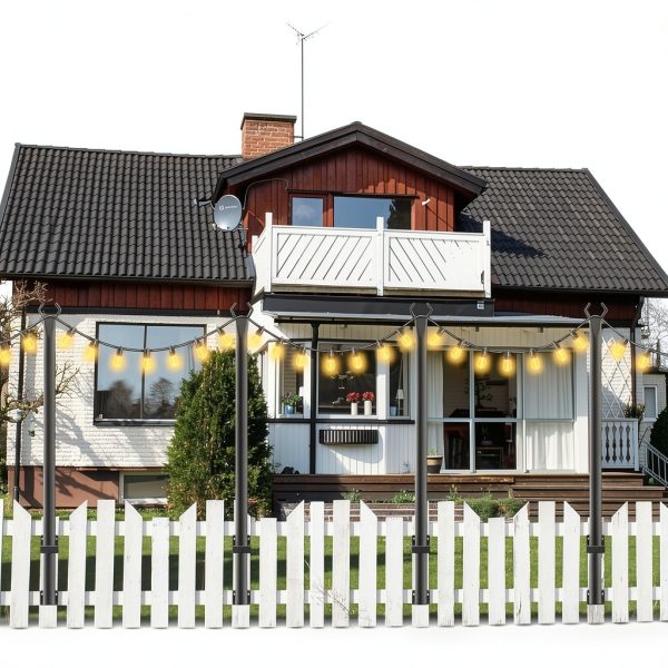 Outdoor String Light Poles by NUERPO Adjustable Metal-3