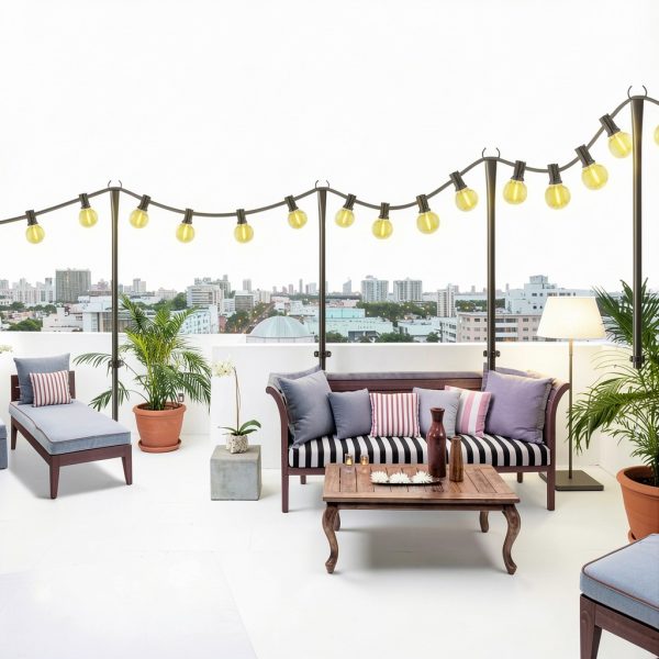 MuliVid Outdoor String Light Poles Sturdy Metal-5