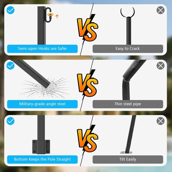 Outdoor String Light Poles by NUERPO Adjustable Metal-5