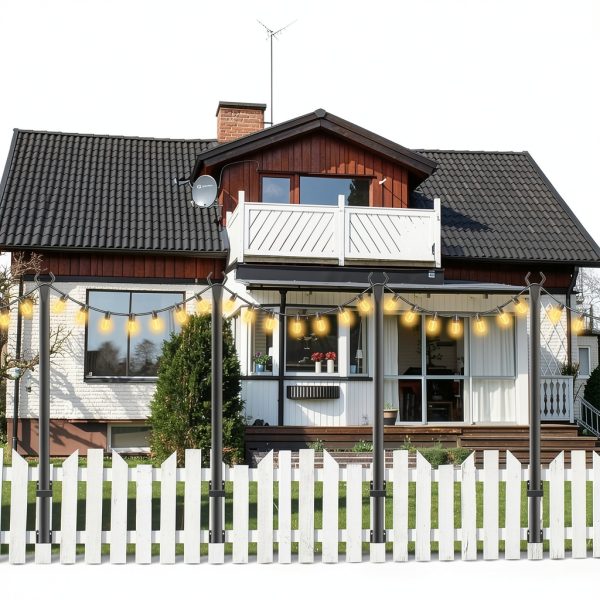 Outdoor String Light Poles by NUERPO Adjustable Metal-3
