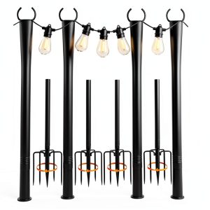 MuliVid Outdoor String Light Poles Sturdy Metal-0