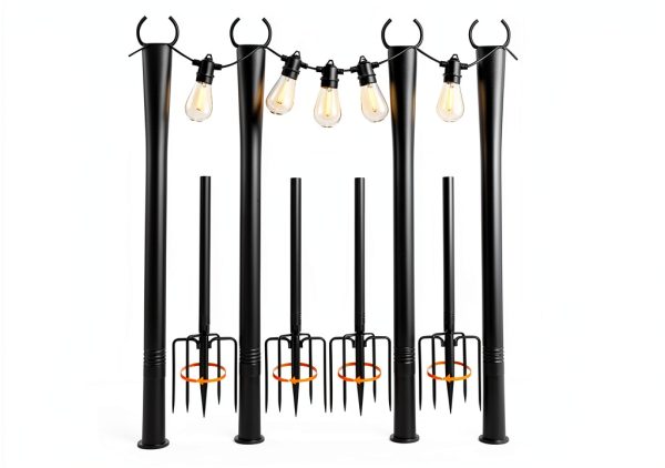 MuliVid Outdoor String Light Poles Sturdy Metal-0