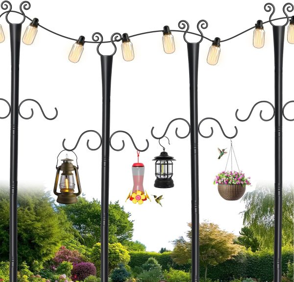 Shepherds Hooks String Light Poles BEMTTALY Metal Classic-0