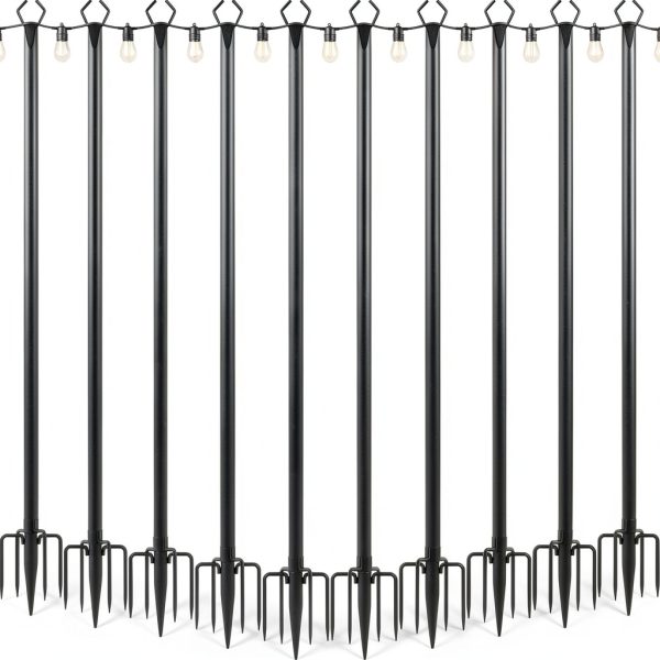 String Light Poles 4 Pack Metal Wall Mount-0