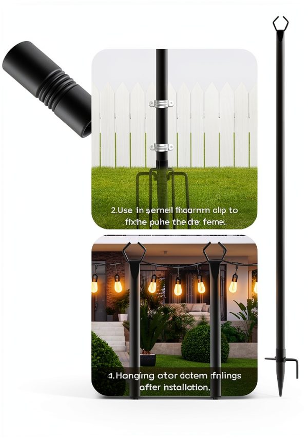 String Light Poles 4 Pack Metal Wall Mount-6