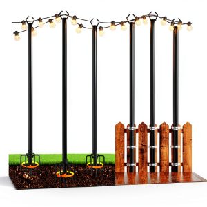 HUGSVIK 6 Pack 10-Ft Metal Light Poles Outdoor String Lights-0