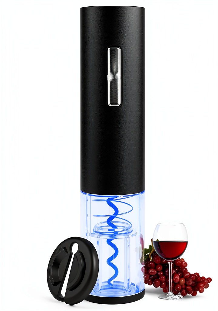 Unboxing COKUNST electric wine opener black stainless on a kitchen counter