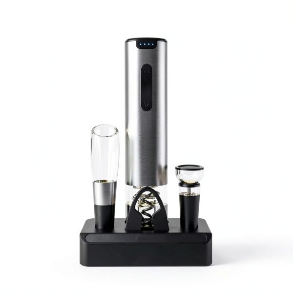 Electric Wine Opener Set HomeHacks USB Rechargeable Silver-4