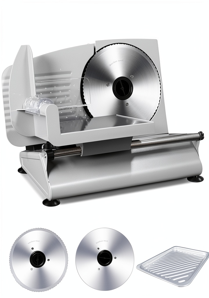 Pterying electric meat slicer on a kitchen countertop