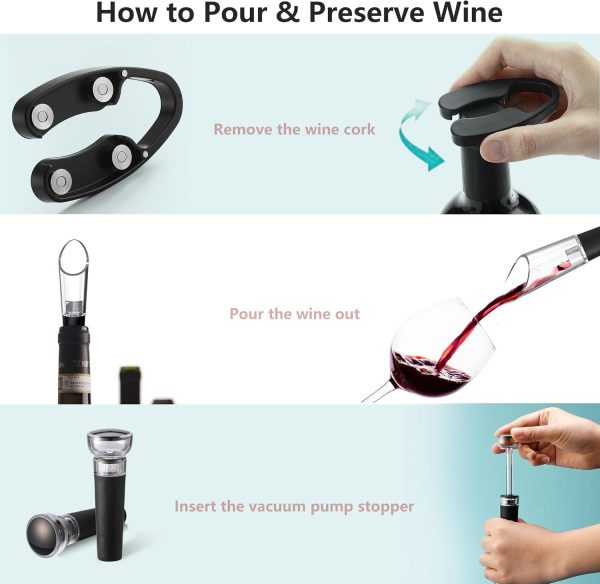 COKUNST Electric Wine Opener Black Rechargeable Kitchen-3