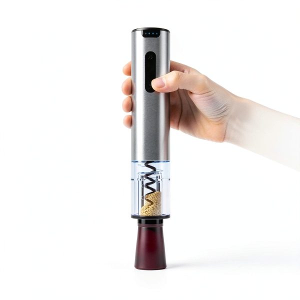 Electric Wine Opener Set HomeHacks USB Rechargeable Silver-2