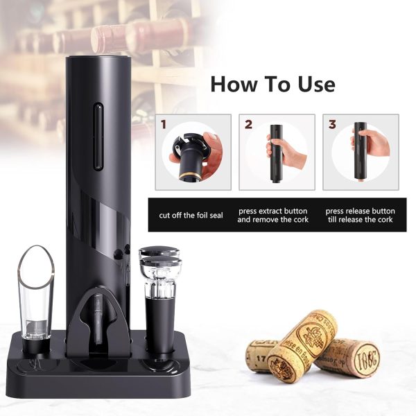 COKUNST Electric Wine Opener Black Rechargeable Kitchen-2