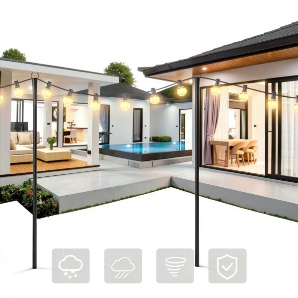 MuliVid Outdoor String Light Poles Sturdy Metal-4