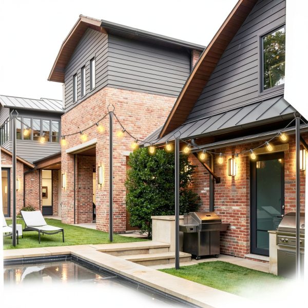 String Light Poles 4 Pack Metal Wall Mount-4