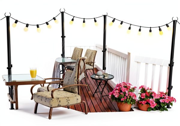 Outdoor String Light Poles by NUERPO Adjustable Metal-1