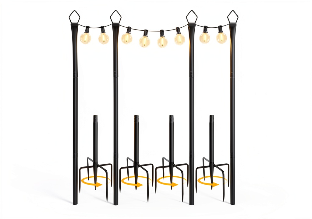 Breeze Touch 10ft heavy duty light pole assembled in a garden