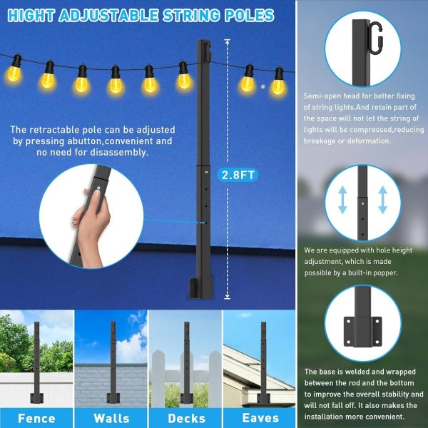 Outdoor String Light Poles by NUERPO Adjustable Metal-1
