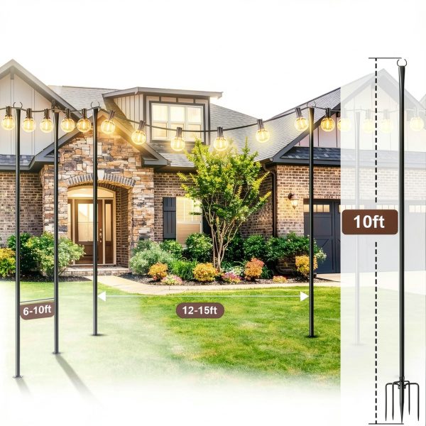 MuliVid Outdoor String Light Poles Sturdy Metal-3