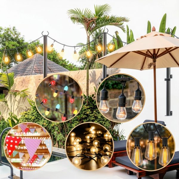 Outdoor String Light Poles by NUERPO Adjustable Metal-2