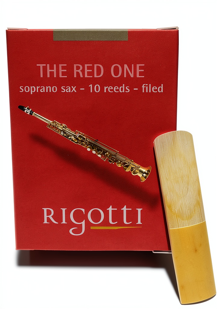 Soprano saxophonist practicing with reeds