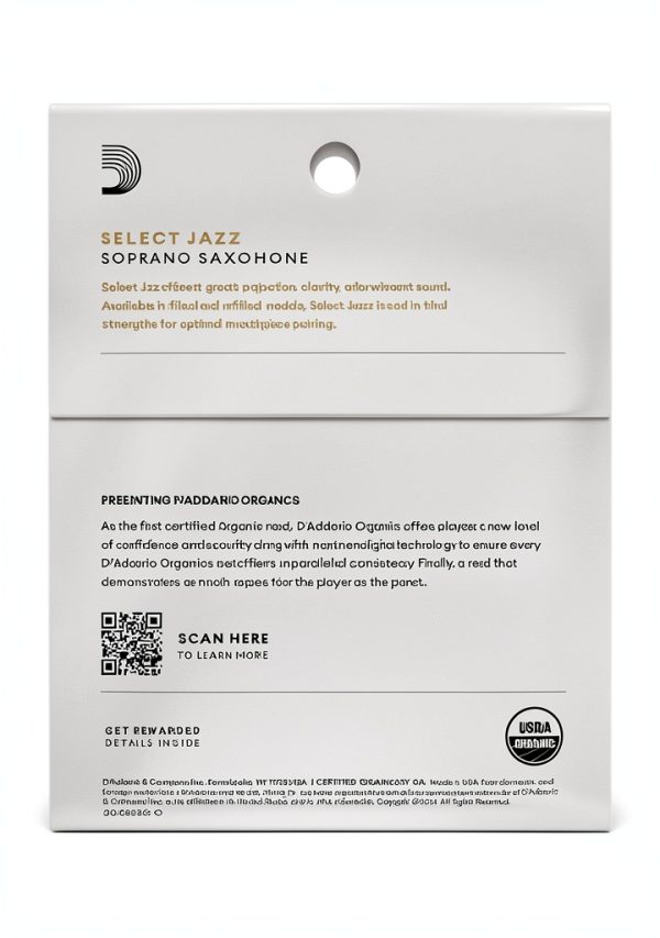 Soprano Saxophone Reeds D'Addario Organic Jazz Black ORSF03SSX2S-1